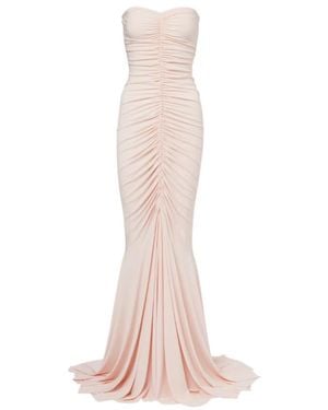 Norma Kamali Ruched Strapless Gown - Pink