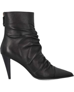 Pinko Ruched Pointed-Toe Ankle Boots - Black