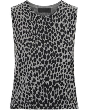 Nili Lotan Nessa Cheetah Cashmere Jumper Tank - Black