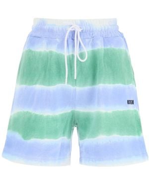 MSGM Striped Tie-Dye Jersey Shorts - Blue