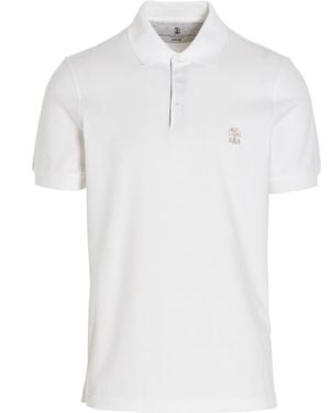 Brunello Cucinelli Embroidered-Logo Polo Shirt - White