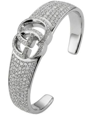 Gucci Gg Marmont Crystal Cuff Bracelet - Grey