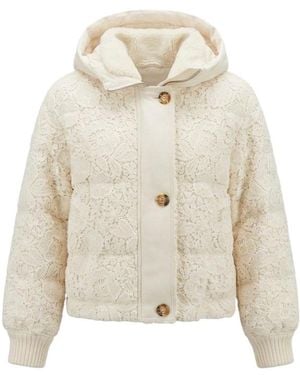 ERMANNO FIRENZE Textured Hooded Jacket - Natural