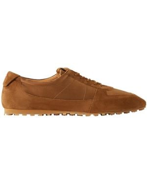Aeyde Uma Suede And Satin Sneakers - Brown