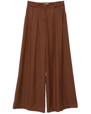 ERMANNO FIRENZE Pleated Wide-Leg Casual Trousers - Brown