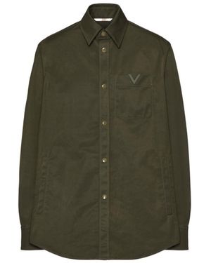 Valentino Logo Plaque Long-Sleeved Shirt - Green