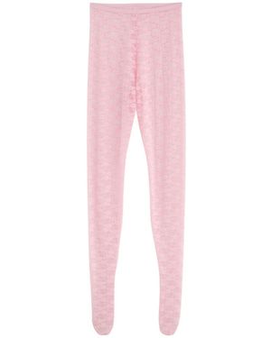 Self-Portrait Lace Tights - Pink