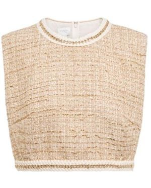 Giambattista Valli Embellished Tweed Crop Top - Natural