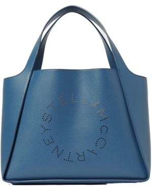 Stella McCartney Logo Perforated Tote Bag - Blue