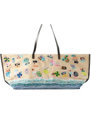 STAUD Beach Pattern Handbag - Natural
