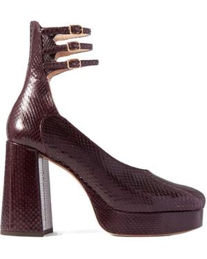 Chloé Loti Snake-Effect Leather Platform Pumps - Purple