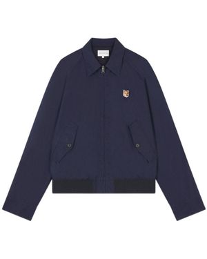Maison Kitsuné Maison Kitsuné Fox Head Patch Zipped Jacket - Blue