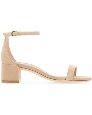 Stuart Weitzman Logo High-Heeled Sandals - Natural