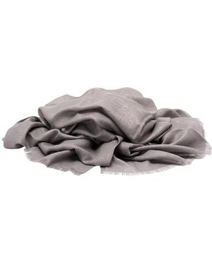 Brunello Cucinelli Metallic-Thread Frayed Scarf - White