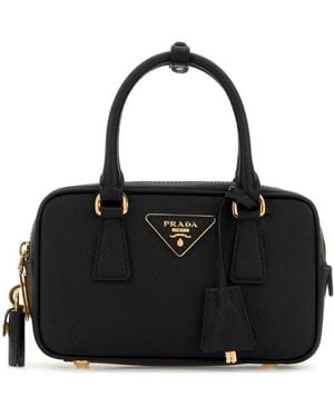 Prada Triangle-Logo Zipped Tote Bag - Black