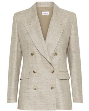 Marella Double-Breasted Linen Blazer - Natural