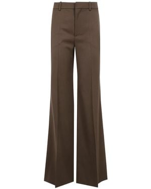 Chloé Flared Wool Trousers - Brown