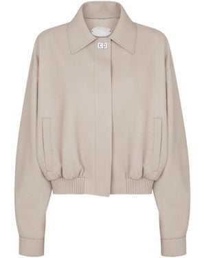 Fendi Oversized Collared Bomber Jacket - Natural