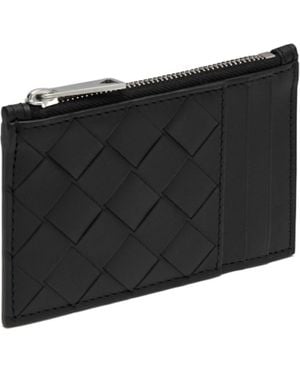 Bottega Veneta Intrecciato Zipped Card Case - Black