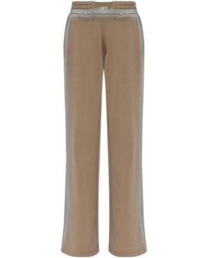 Off-White c/o Virgil Abloh Spray Effect Logo Printed Track Trousers - Natural