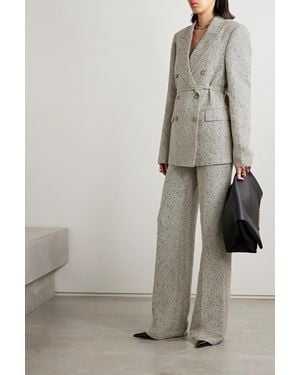 Altuzarra Hattson Belted Double-Breasted Sequin-Embellished Woven Blazer - Gray