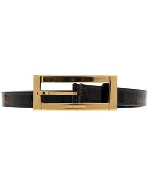 DSquared² Logo Engraved Buckle Belt - White