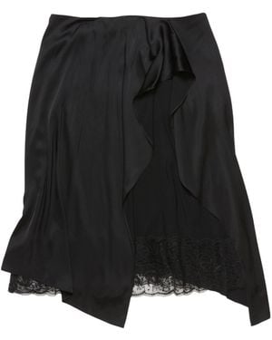Acne Studios Ruffled Lace-Trim Midi Skirt - Black