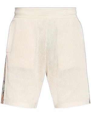 Burberry Checked Trim Knitted Shorts - Natural