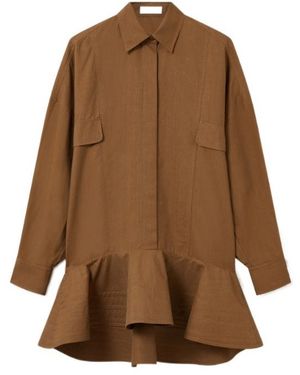 Stella McCartney Washed Peplum Shirt Dress - Brown