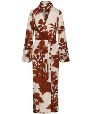 Johanna Ortiz Tropical Print Wrap Dress - White