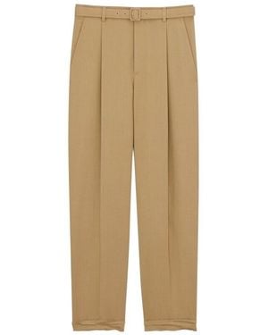 Saint Laurent Wool-Mohair Slim-Fit Trousers - Natural