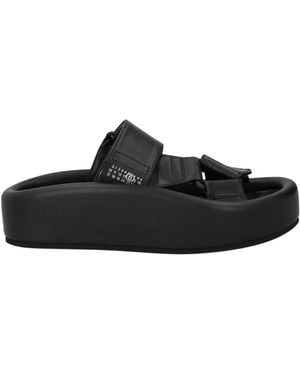 MM6 by Maison Margiela Magic Tape Leather Sandals - Black