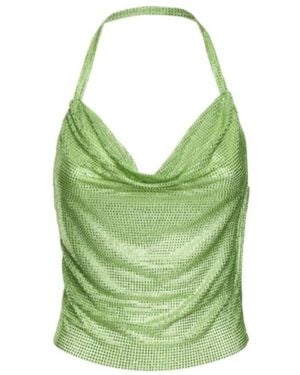 GIUSEPPE DI MORABITO Embellished Net Halter Top - Green