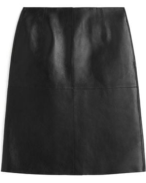 TOTEME Paneled Leather Midi Skirt - Black