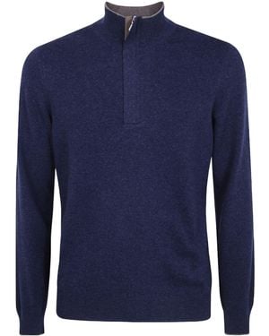 Gran Sasso Half-Zipped Sweater - Blue