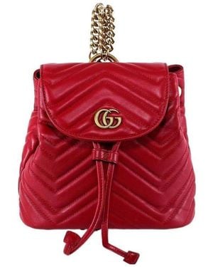 Gucci Marmont Quilted Leather Backpack - Red