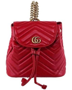 Gucci Marmont Quilted Leather Backpack - Red