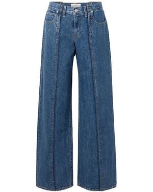 SLVRLAKE Denim Mica Frayed Panelled Low-Rise Wide-Leg Jeans - Blue