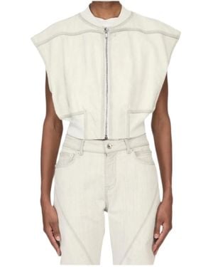 Rick Owens Cropped Zip-Up Vest - White