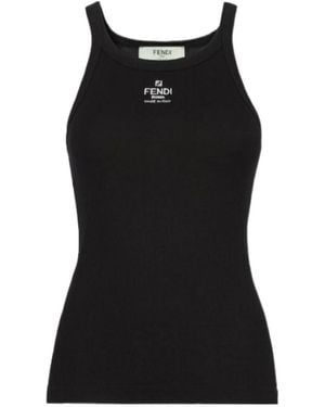 Fendi Top With Embroidered Logo - Black