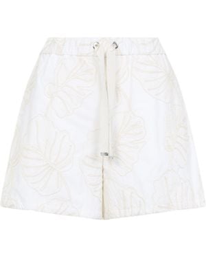 Moncler Leaf Printed Drawstring Shorts - White