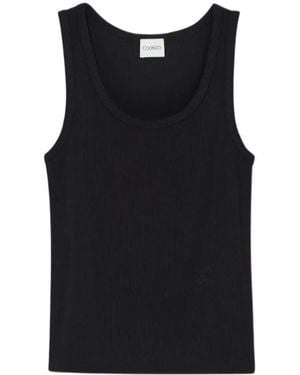 Closed Ribbed Tank Top - Black