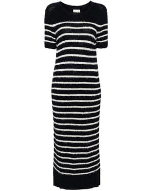 KHAITE Stripe-Pattern Knitted Tube Dress - Black