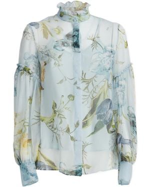 Erdem Flower Print Long-Sleeve Shirt - Blue