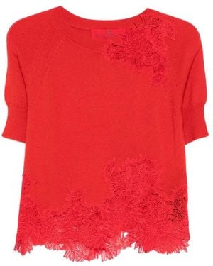 Ermanno Scervino Floral-Lace Top - Red