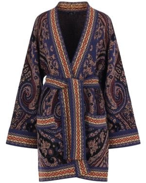 Etro Belted Cape - Blue
