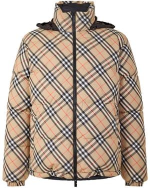 Burberry Medium Check Down Jacket - Brown