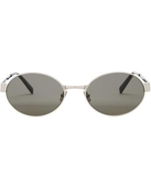 Saint Laurent Minimalist Round Metal Sunglasses - White