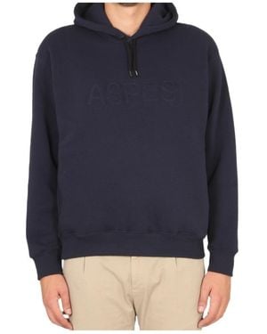 Aspesi Drawstring Long-Sleeved Hoodie - Blue