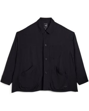 Y-3 Button-Up Front-Pocket Shirt - Blue